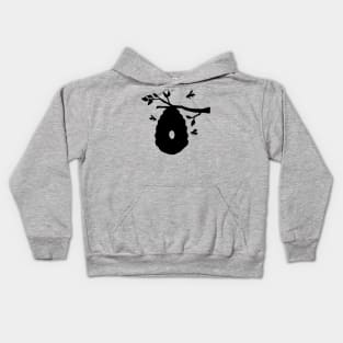 Busy Bee Hive Black Silhouette Kids Hoodie